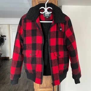 Women's Roots Plaid Checkered Red & Black Jacket (size XS)